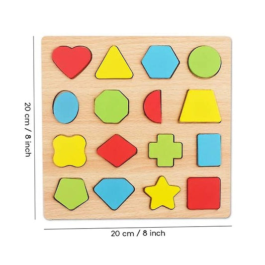 Colorful Geometric Shapes Wooden Cognitive Board Puzzle (Pack of 2)