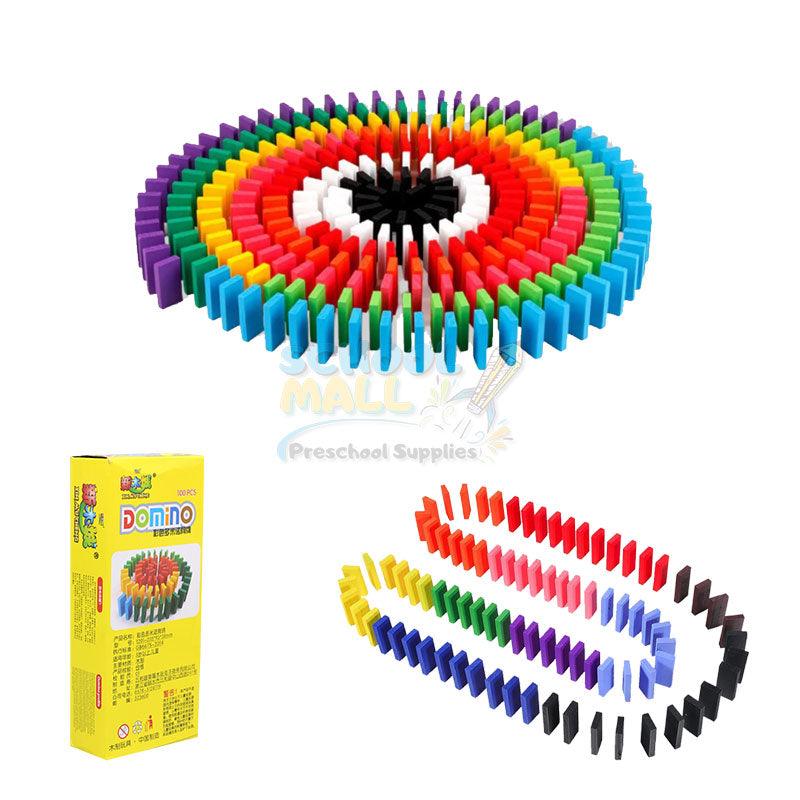 100Pcs Wooden Domino Blocks Set