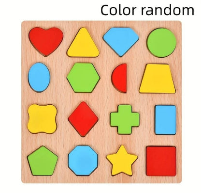 Colorful Geometric Shapes Wooden Cognitive Board Puzzle (Pack of 2)