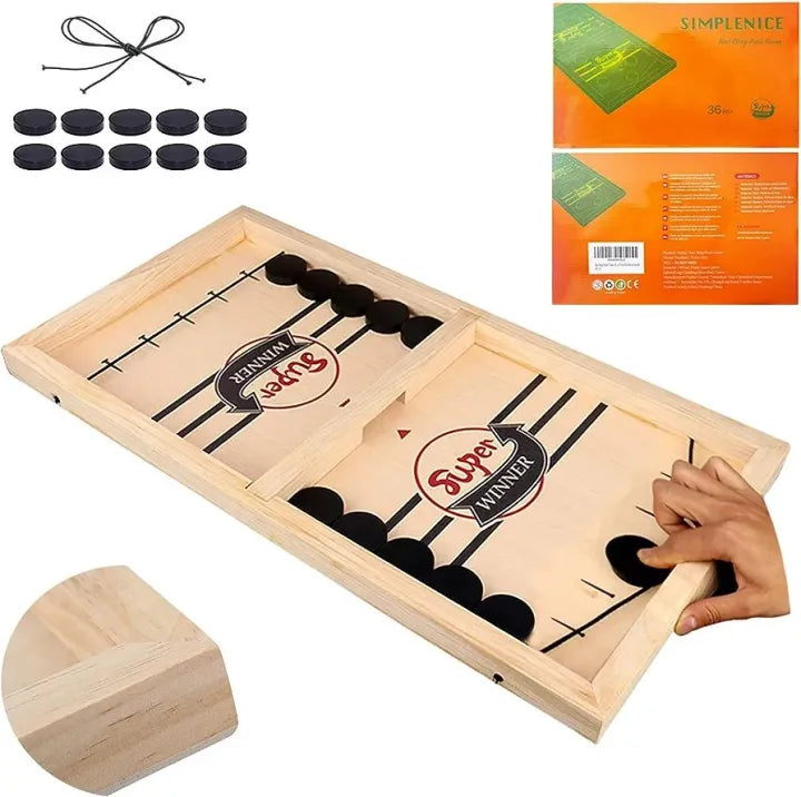 Sling Puck Board Wooden Desktop Hockey Game