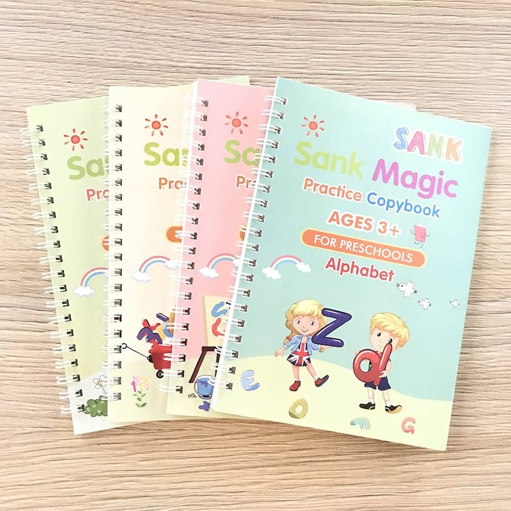 Magic Reusable Calligraphy Copybook Set | 3D Tracing Workbook for Kids (Math, English, Numbers & Letters)