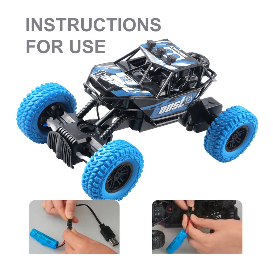 2.4G Remote Control Off-Road Climbing Car – Collision Resistant, LED Lights, Rechargeable Toy Car for Kids