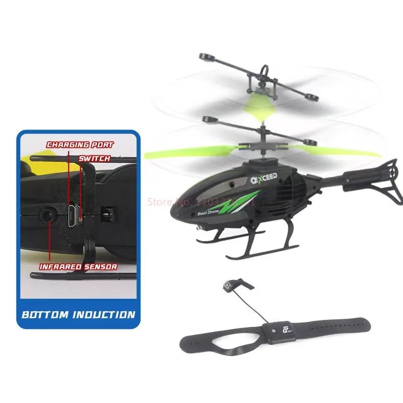 Watch-Controlled Induction Helicopter – LED Light Flying Toy with Palm Sensor, Durable Body & USB Rechargeable | Fun Gift for Kids