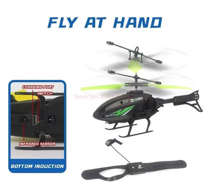 Watch-Controlled Induction Helicopter – LED Light Flying Toy with Palm Sensor, Durable Body & USB Rechargeable | Fun Gift for Kids