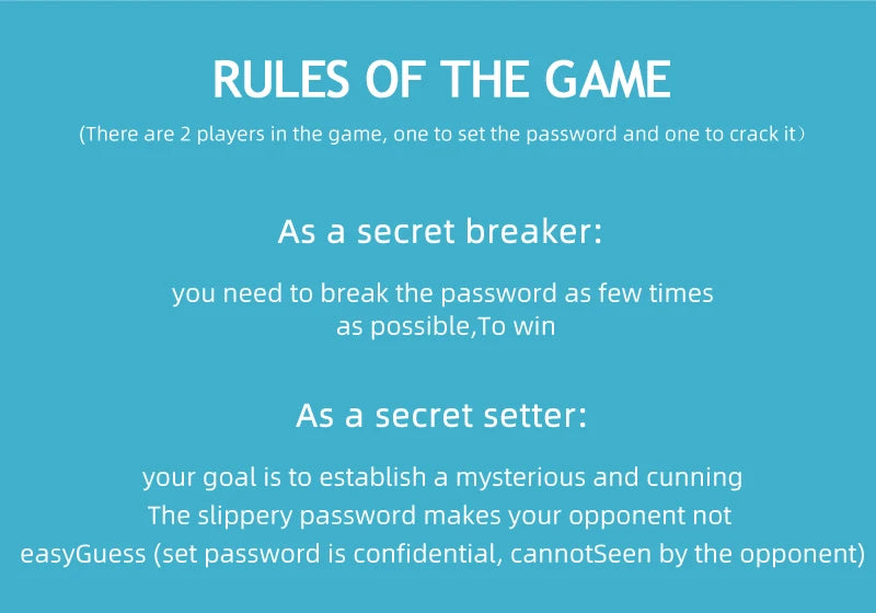 Funny Battle Code-Breaking Puzzle Game | 2-Player Educational Family Board Game for Kids & Adults