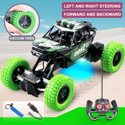 2.4G Remote Control Off-Road Climbing Car – Collision Resistant, LED Lights, Rechargeable Toy Car for Kids