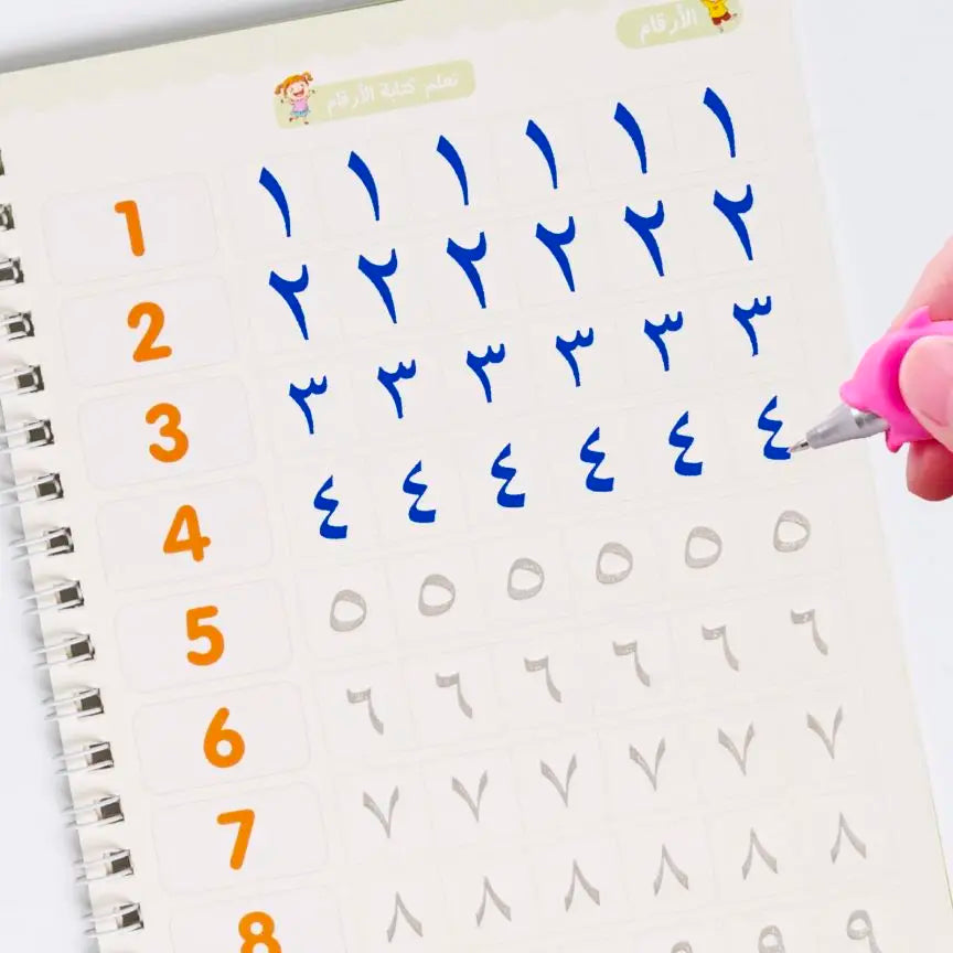 Magic Reusable Calligraphy Copybook Set | 3D Tracing Workbook for Kids (Math, English, Numbers & Letters)