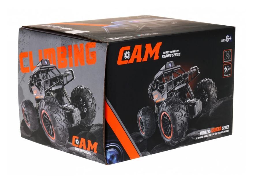 Crawler Cross Country RC Car with 720p HD WiFi Camera – 2.4Ghz 1:18 Scale Off-Road Monster Truck, Rechargeable Remote Control Car for Kids (Black)