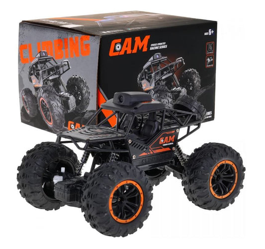 Crawler Cross Country RC Car with 720p HD WiFi Camera – 2.4Ghz 1:18 Scale Off-Road Monster Truck, Rechargeable Remote Control Car for Kids (Black)