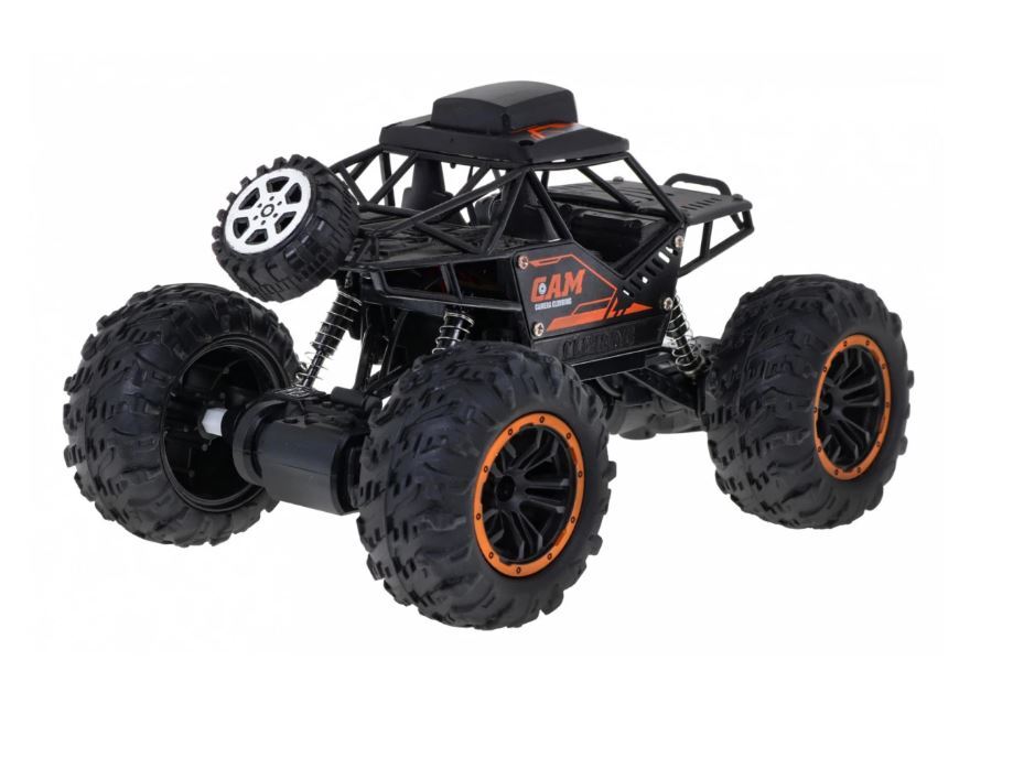 Crawler Cross Country RC Car with 720p HD WiFi Camera – 2.4Ghz 1:18 Scale Off-Road Monster Truck, Rechargeable Remote Control Car for Kids (Black)