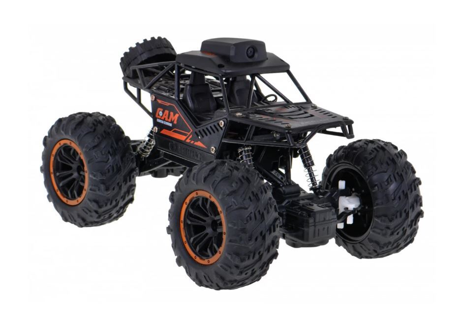Crawler Cross Country RC Car with 720p HD WiFi Camera – 2.4Ghz 1:18 Scale Off-Road Monster Truck, Rechargeable Remote Control Car for Kids (Black)