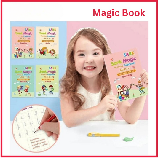 Magic Reusable Calligraphy Copybook Set | 3D Tracing Workbook for Kids (Math, English, Numbers & Letters)